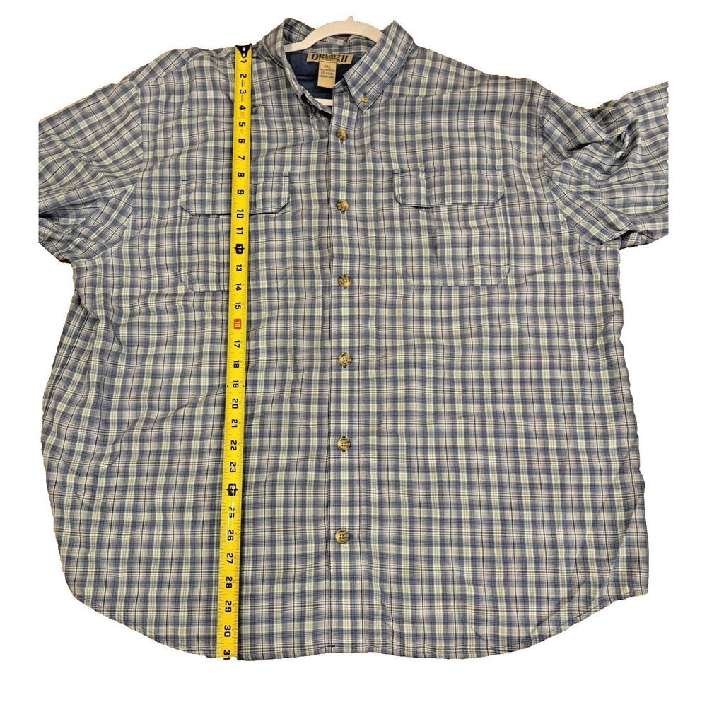 Duluth Trading Co Shirt Mens 2XL Fishing Blue Plaid Long Sleeve Pockets Outdoor - Picture 4 of 12
